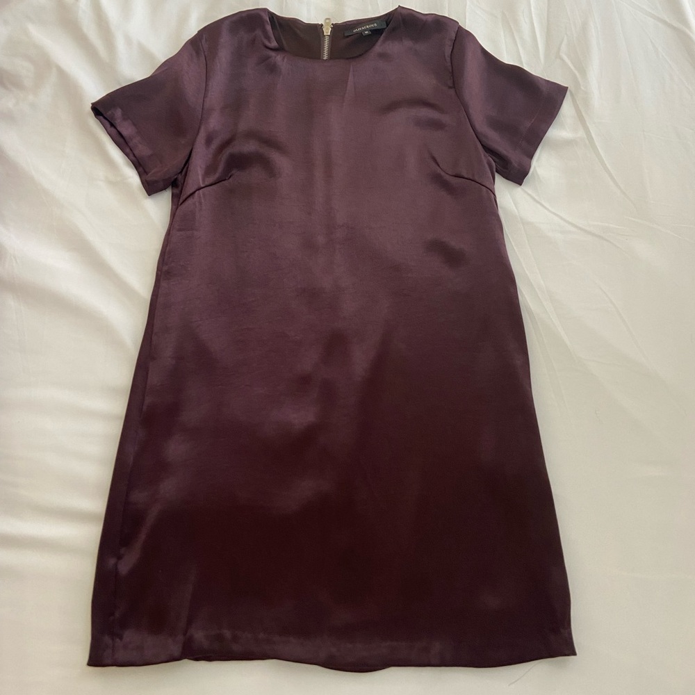 Purple satin t shirt dress